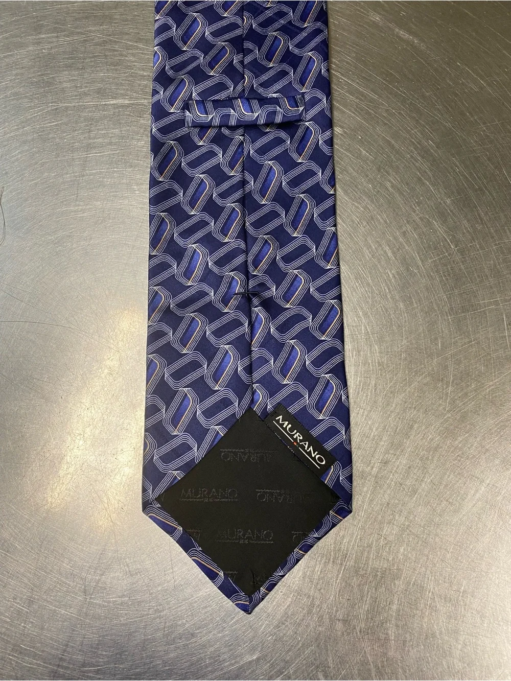 Murano Navy Geometric Silk Tie
